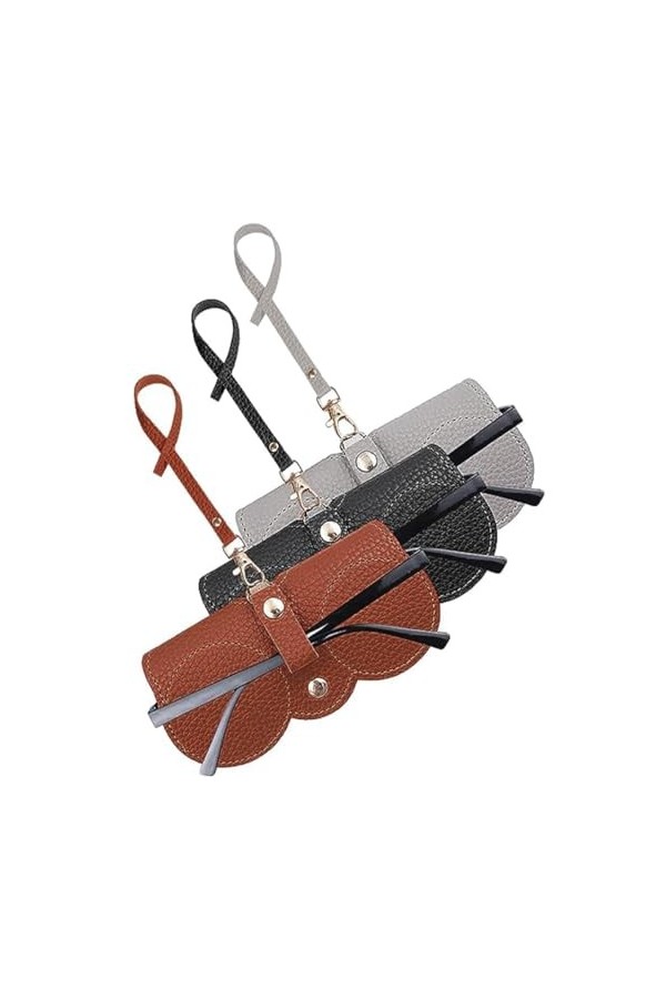 Tiardey 3PCS Étuis à Lunettes pour Femmes Étui à Lunettes Souple Sac de Lunettes de Soleil en Cuir Souple avec Lanière pour L