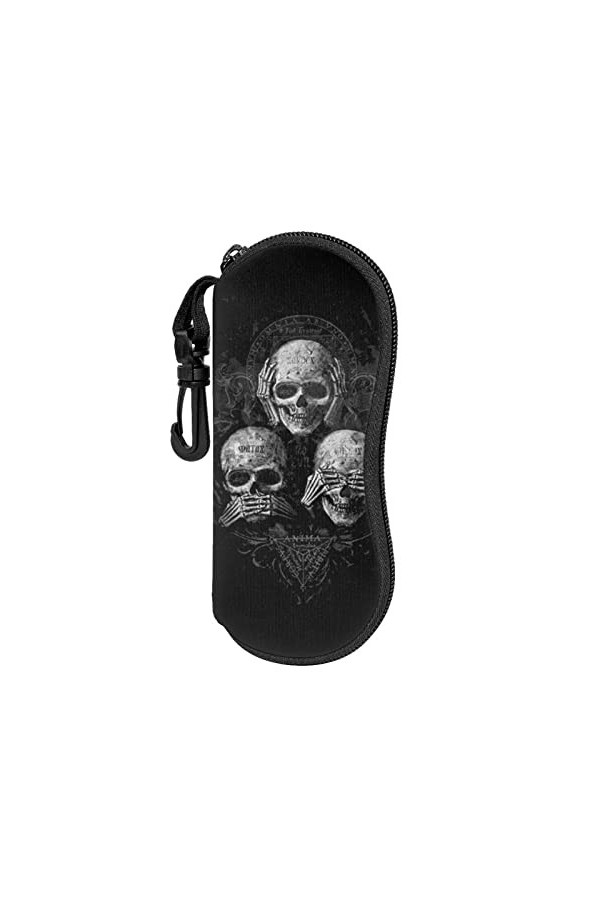 AOOEDM Étui à lunettes de soleil avec clip de ceinture Étuis à lunettes à fermeture éclair souple - tête de mort gothique jou