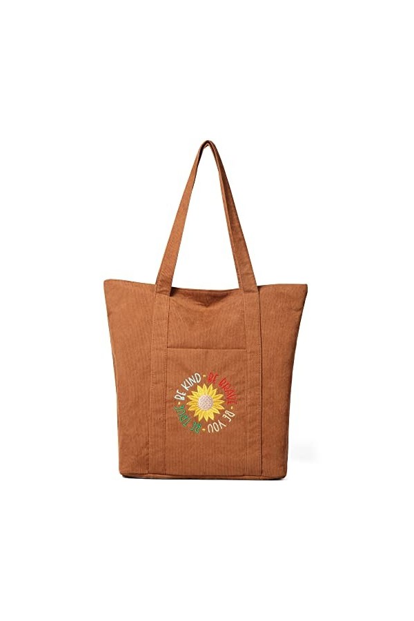 Makukke Sac fourre-tout en velours côtelé - Sac à main pour femme - Grande capacité, gris, Sac fourre-tout en velours côtelé