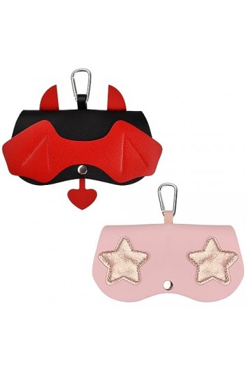 2 Pièces Étui à Lunettes Femme Étui à Lunettes de Voyage , Portable PU Cuir Étui à Lunettes Dessin animé Etui à Lunettes Etui