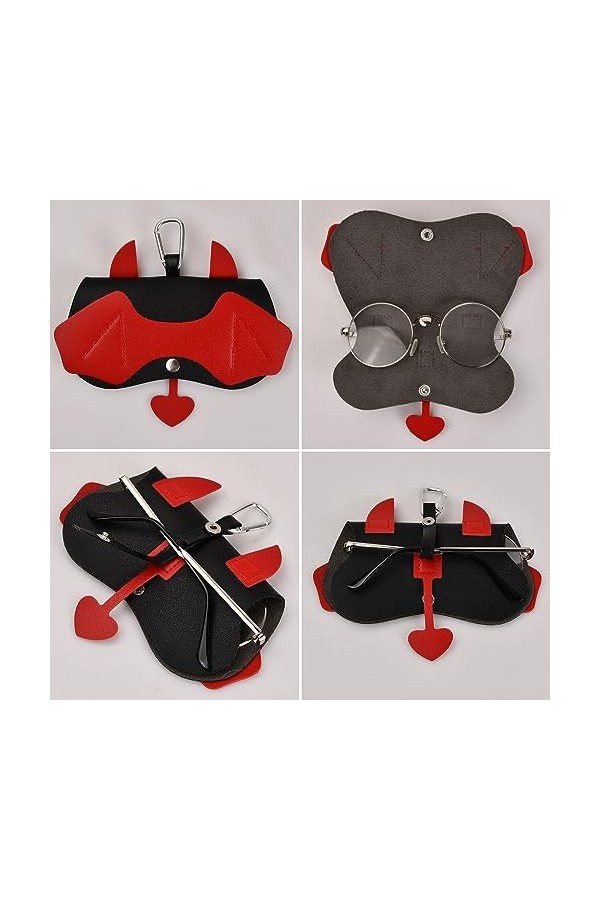 2 Pièces Étui à Lunettes Femme Étui à Lunettes de Voyage , Portable PU Cuir Étui à Lunettes Dessin animé Etui à Lunettes Etui