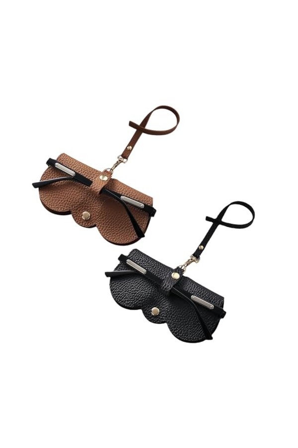 2 PCS Étui lunettes cuir - Étui À Lunettes À Accrocher Au Sac À Main Sacs À Bandoulière - Etui à Lunettes pour Hommes et Femm