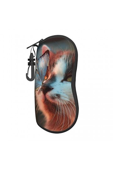 AOOEDM Lunettes de soleil étuis souples avec clip de ceinture Portable étui à lunettes papillon debout sur chat nez néoprène 