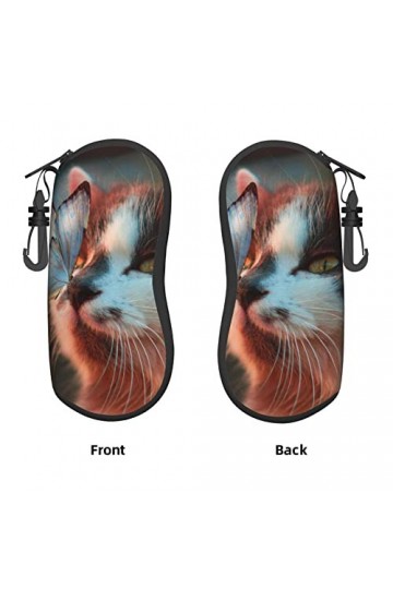AOOEDM Lunettes de soleil étuis souples avec clip de ceinture Portable étui à lunettes papillon debout sur chat nez néoprène 