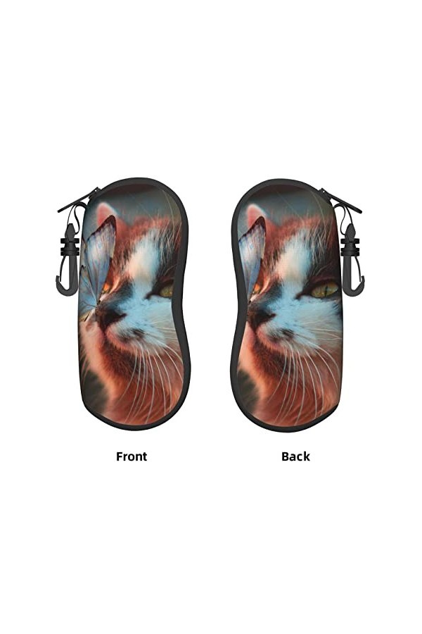 AOOEDM Lunettes de soleil étuis souples avec clip de ceinture Portable étui à lunettes papillon debout sur chat nez néoprène 