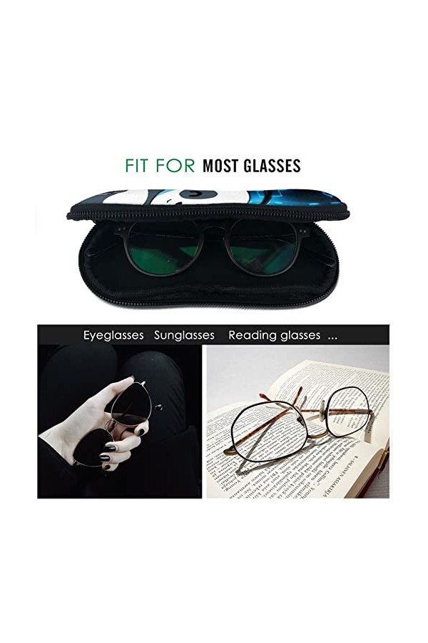 AOOEDM Étui à lunettes de soleil souple avec clip de ceinture Panda Écouter de la musique Portable Ultra léger en néoprène Zi