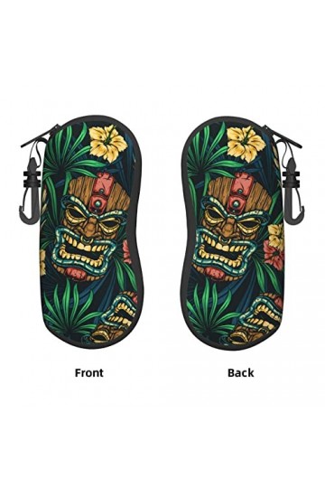 AOOEDM Lunettes de soleil Étuis souples avec clip de ceinture Étui à lunettes portable Hawaiian Tiki Idols Tropical Floral Ne