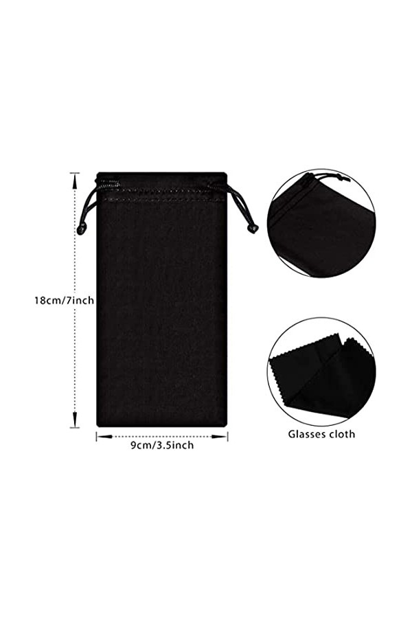 3 Pièces Sac à lunettes souple étui de protection en microfibre lunettes de soleil sac à lunettes avec chiffon de 3 Pièces ne