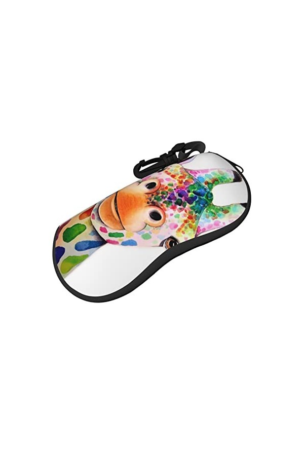 AOOEDM Peinture girafe étui à lunettes étuis à lunettes de soleil souples avec pince Portable Ultra léger néoprène fermeture