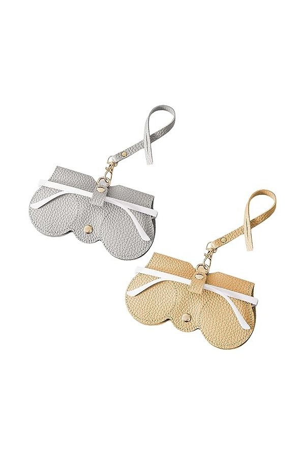 XIXKOLYU® Lot de 2 étuis à lunettes de soleil en cuir souple - Étui à lunettes de soleil portable pour homme et femme - Protè