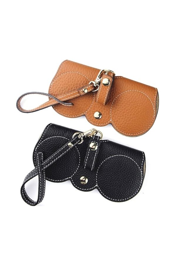 SYQZMYA Lot de 2 étuis à lunettes de soleil, étui portable tendance pour lunettes de soleil, étui à lunettes en cuir souple p