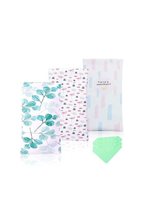 DHSWNNG Étuis à Lunettes Souples en Cuir Avec Chiffon de Nettoyage, Étui de Rangement pour Llunettes, 3 Pièces Étui à Lunette