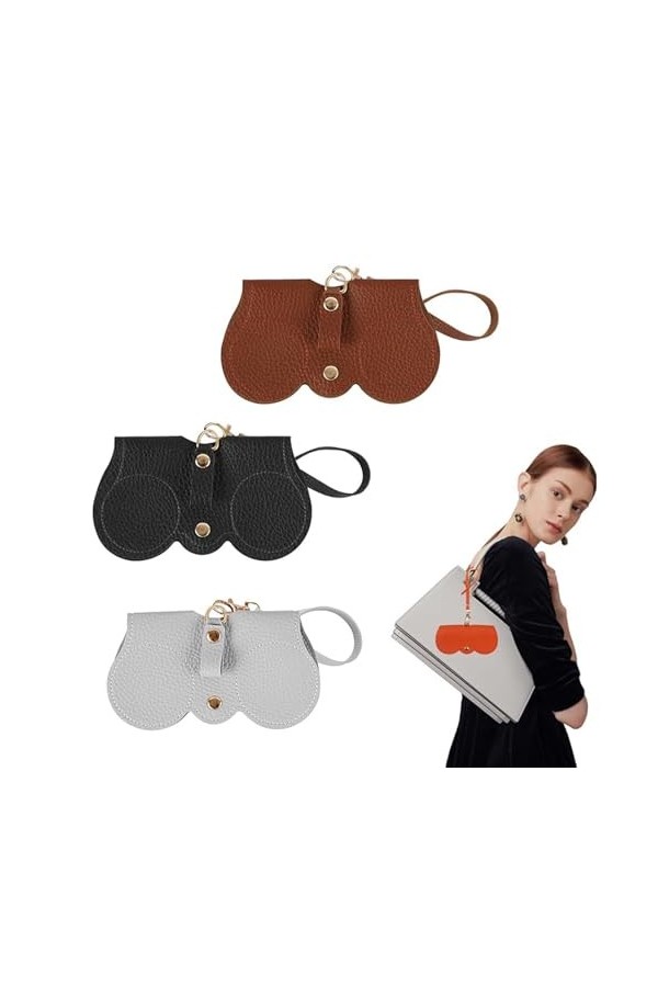 3 pièces Étui à Lunettes Mince Portable, Étui à Lunettes De Soleil En Cuir Souple, Sac à Lunettes De Soleil En Cuir Souple, E