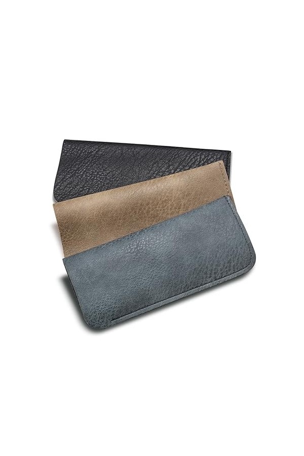 HKzzy Lot de 3 étuis à lunettes en cuir synthétique souple - Étui à lunettes portable - Étui de rangement pour lunettes de so