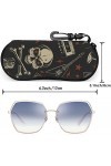 AOOEDM Rock Music Skull Guitar Étui à lunettes Étui à lunettes portable souple avec clip de ceinture Zipper Sac de lunettes d