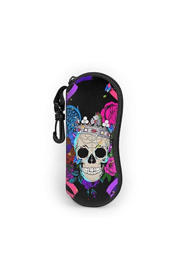 Lunettes de soleil étui souple avec mousqueton tête de mort Rose papillon ruban couronne Portable ultra léger néoprène fermet