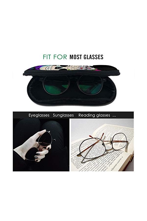 Lunettes de soleil étui souple avec mousqueton tête de mort Rose papillon ruban couronne Portable ultra léger néoprène fermet