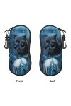 AOOEDM Lunettes de soleil étuis souples avec clip de ceinture Portable étui à lunettes loups attrape-rêves loup yeux néoprène