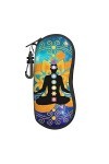 AOOEDM Lunettes de soleil étuis souples avec clip de ceinture étui à lunettes portable Galaxy Yoga Lotus Pose avec Chakra néo