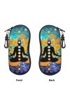 AOOEDM Lunettes de soleil étuis souples avec clip de ceinture étui à lunettes portable Galaxy Yoga Lotus Pose avec Chakra néo