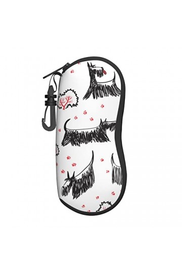 AOOEDM Lunettes de soleil étuis souples avec clip de ceinture étui à lunettes portable Scottish Terrier chien avec arbres néo