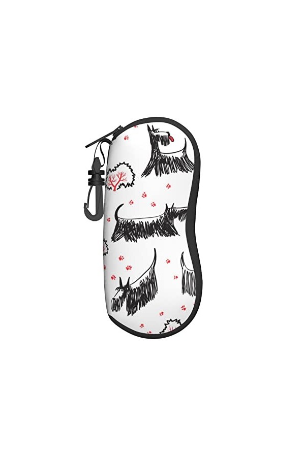 AOOEDM Lunettes de soleil étuis souples avec clip de ceinture étui à lunettes portable Scottish Terrier chien avec arbres néo