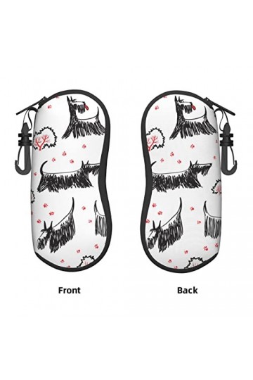 AOOEDM Lunettes de soleil étuis souples avec clip de ceinture étui à lunettes portable Scottish Terrier chien avec arbres néo