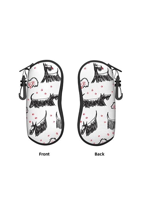 AOOEDM Lunettes de soleil étuis souples avec clip de ceinture étui à lunettes portable Scottish Terrier chien avec arbres néo