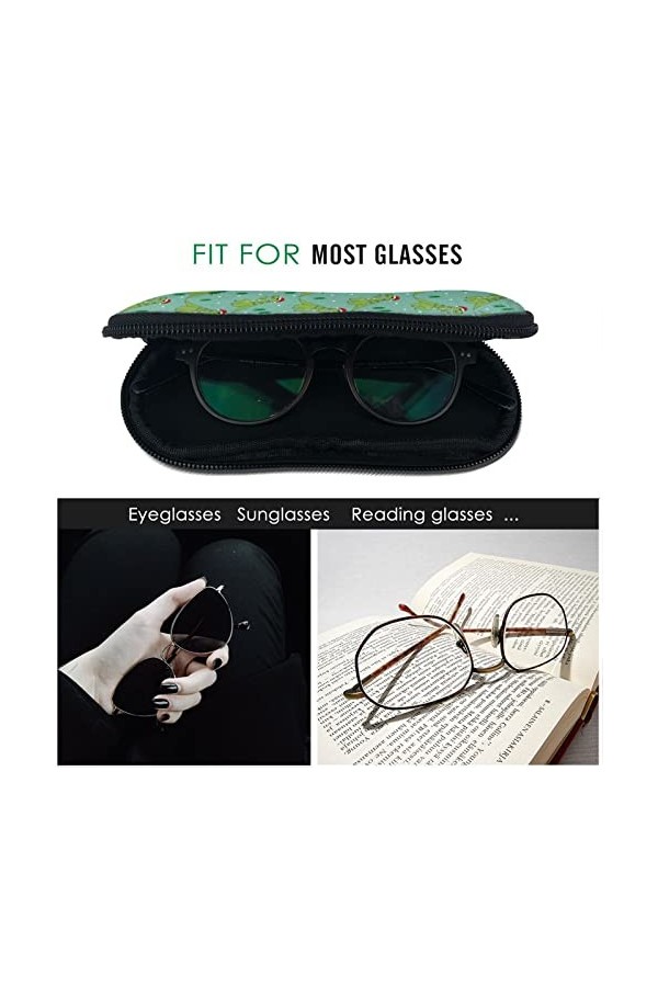 AOOEDM Étui à lunettes de soleil avec clip de ceinture Étuis à lunettes à fermeture éclair souple - Dinosaure Arbre de Noël d