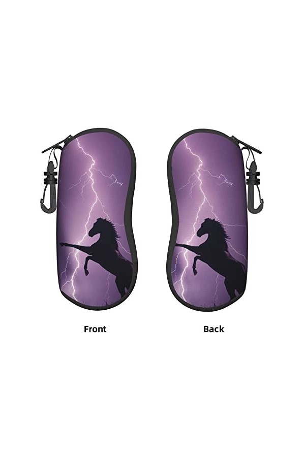 AOOEDM Lunettes de soleil étuis souples avec clip de ceinture Portable étui à lunettes cheval sauvage avec Flash néoprène fer