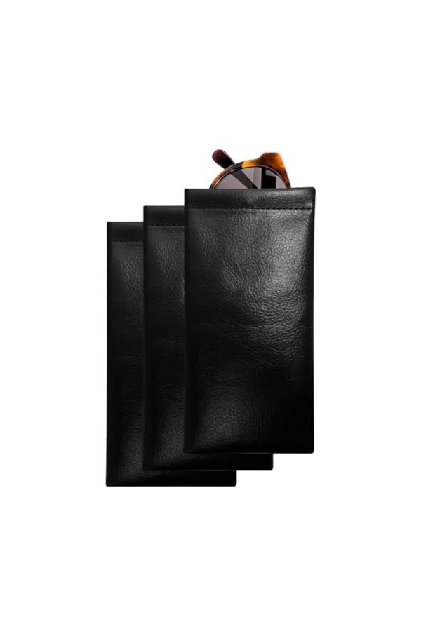 MCSQK Etui Lunettes Souple, 3 PièCes Pochette Lunettes de Soleil, Étui à Lunettes En Cuir Portable, Housse Pour Lunettes, Sac