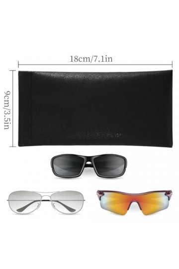 MCSQK Etui Lunettes Souple, 3 PièCes Pochette Lunettes de Soleil, Étui à Lunettes En Cuir Portable, Housse Pour Lunettes, Sac