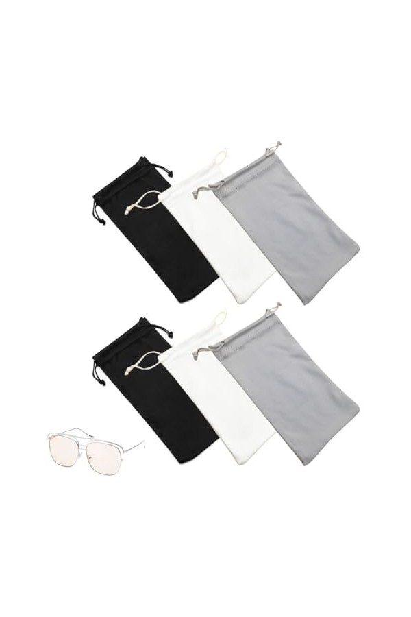 EODKSE 6 Pack Sac Bijoux Lunettes, Microfiber lunettes de soleil Lunettes étui Pochette, Gadgets Nettoyage & Stockage Pouch S