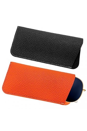 EQLEF Souple Cuir Sac Lunettes, Lunettes de Soleil de Texture Lychee Haut de Gamme Portable Organisateur de Voyage Slip-in Lu