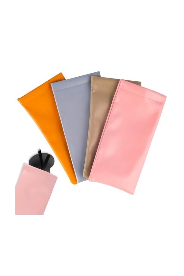 Kitnelw 4 Pièces Etui Lunettes Souple Portable Etui Lunettes Cuir Simili pour Femme Homme Stockage de Lunettes Vert, Bleu, R