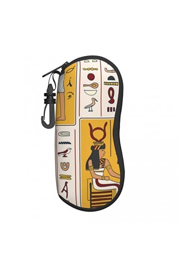 AOOEDM Étui à lunettes de soleil avec clip de ceinture Étuis à lunettes à fermeture éclair souple - Dieux égyptiens et hiérog