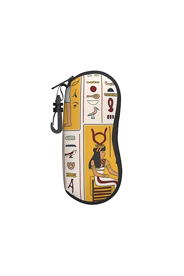 AOOEDM Étui à lunettes de soleil avec clip de ceinture Étuis à lunettes à fermeture éclair souple - Dieux égyptiens et hiérog