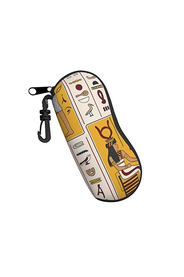 AOOEDM Étui à lunettes de soleil avec clip de ceinture Étuis à lunettes à fermeture éclair souple - Dieux égyptiens et hiérog