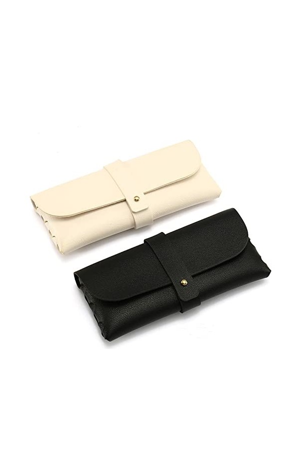 HOTMNTY 2 Pièces Étui à Lunettes Souple, Noir et Blanc Etui à Lunettes,Avec Buckle Lunettes de Soleil Cas.