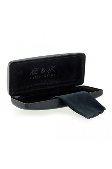 Edison & King Étui à lunettes robuste en plusieurs coloris - convient également comme étui à lunettes de soleil - avec chiffo