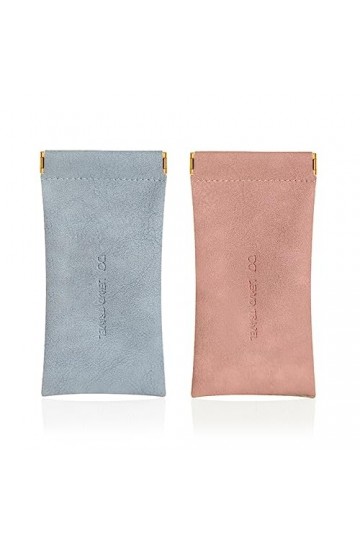 Sozakka 2pcs Pochette Lunettes de Soleil Sac Etui Lunettes Souple Étui Lunettes Cuir Pu Boitier Lunettes Portable Étui à Lune