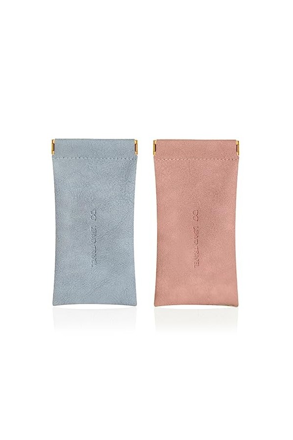 Sozakka 2pcs Pochette Lunettes de Soleil Sac Etui Lunettes Souple Étui Lunettes Cuir Pu Boitier Lunettes Portable Étui à Lune