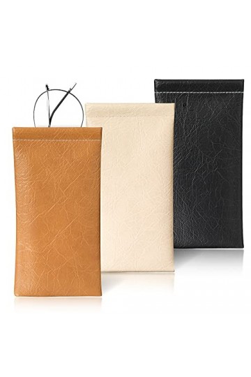 Hifot Étui Lunettes de Soleil 3 pièces, Souple PU Cuir Sac Lunettes, Boitier Lunettes Lecture pour femme homme enfant Noir, 