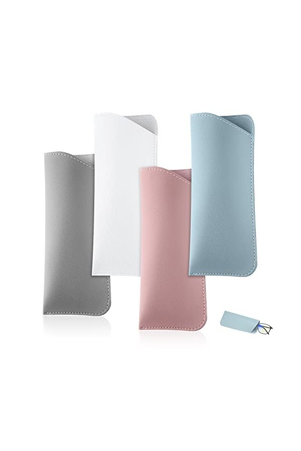 4pcs Étuis à Lunettes Souples, 7,2x17,2cm Étui à Lunettes de Soleil Souple Étui à Lunettes de Soleil Pochette Souple Étui à L