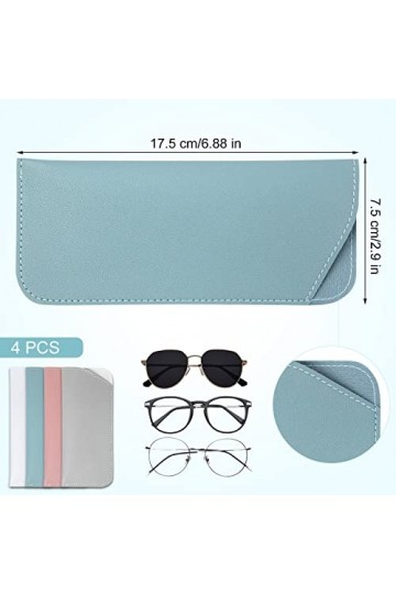 4pcs Étuis à Lunettes Souples, 7,2x17,2cm Étui à Lunettes de Soleil Souple Étui à Lunettes de Soleil Pochette Souple&nbsp;Étui&nbsp;à&nbsp;L