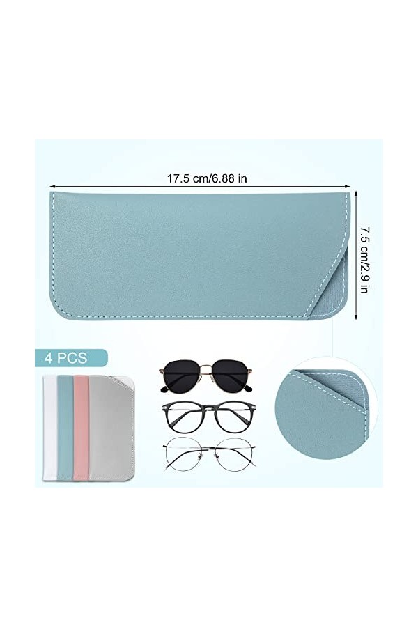 4pcs Étuis à Lunettes Souples, 7,2x17,2cm Étui à Lunettes de Soleil Souple Étui à Lunettes de Soleil Pochette Souple Étui à L