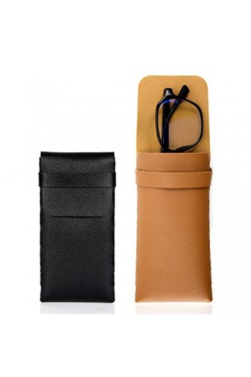 KINBOM 2pcs Étui à Lunettes Souple, 16x7,9cm Étui à Lunettes en Cuir, Portable&nbsp;Étui&nbsp;à&nbsp;Lunettes de Soleil Souple&nbsp;Pochette en C