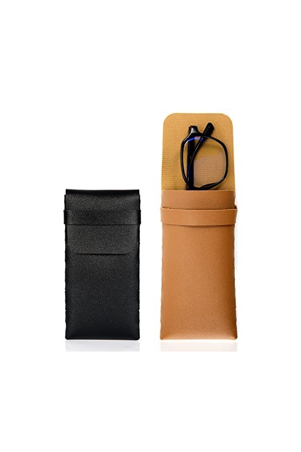 KINBOM 2pcs Étui à Lunettes Souple, 16x7,9cm Étui à Lunettes en Cuir, Portable&nbsp;Étui&nbsp;à&nbsp;Lunettes de Soleil Souple&nbsp;Pochette en C