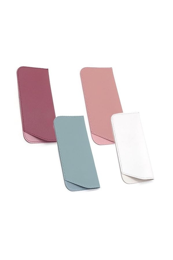 ZOOXF Étuis à Lunettes Souples 4 Pièces Étui Lunettes de Soleil Cuir Souple Pochette Lunettes de Soleil Souple en Cuir Portab