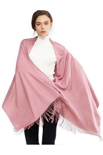 RIIQIICHY Cachemire Hiver Chaud Écharpe Pashmina Châle Wrap Pour Femmes et Hommes Rose Longues Grandes Écharpes Douces,Rose-2